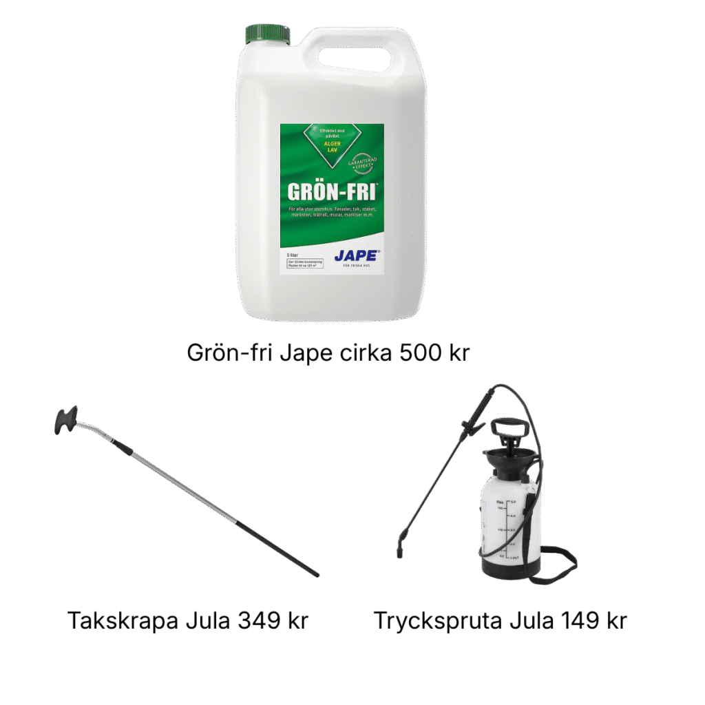 Rekommenderade produkter för att ta bort mossa på tak